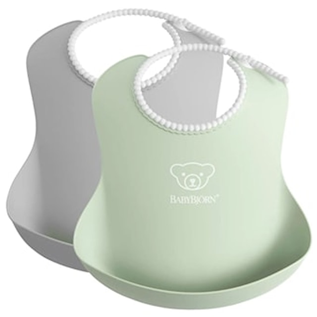 Conjunto de 2 Babadores Verde Claro/Cinza