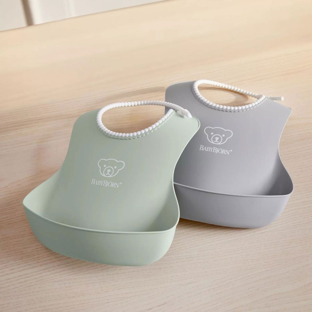 Conjunto de 2 Babadores Verde Claro/Cinza