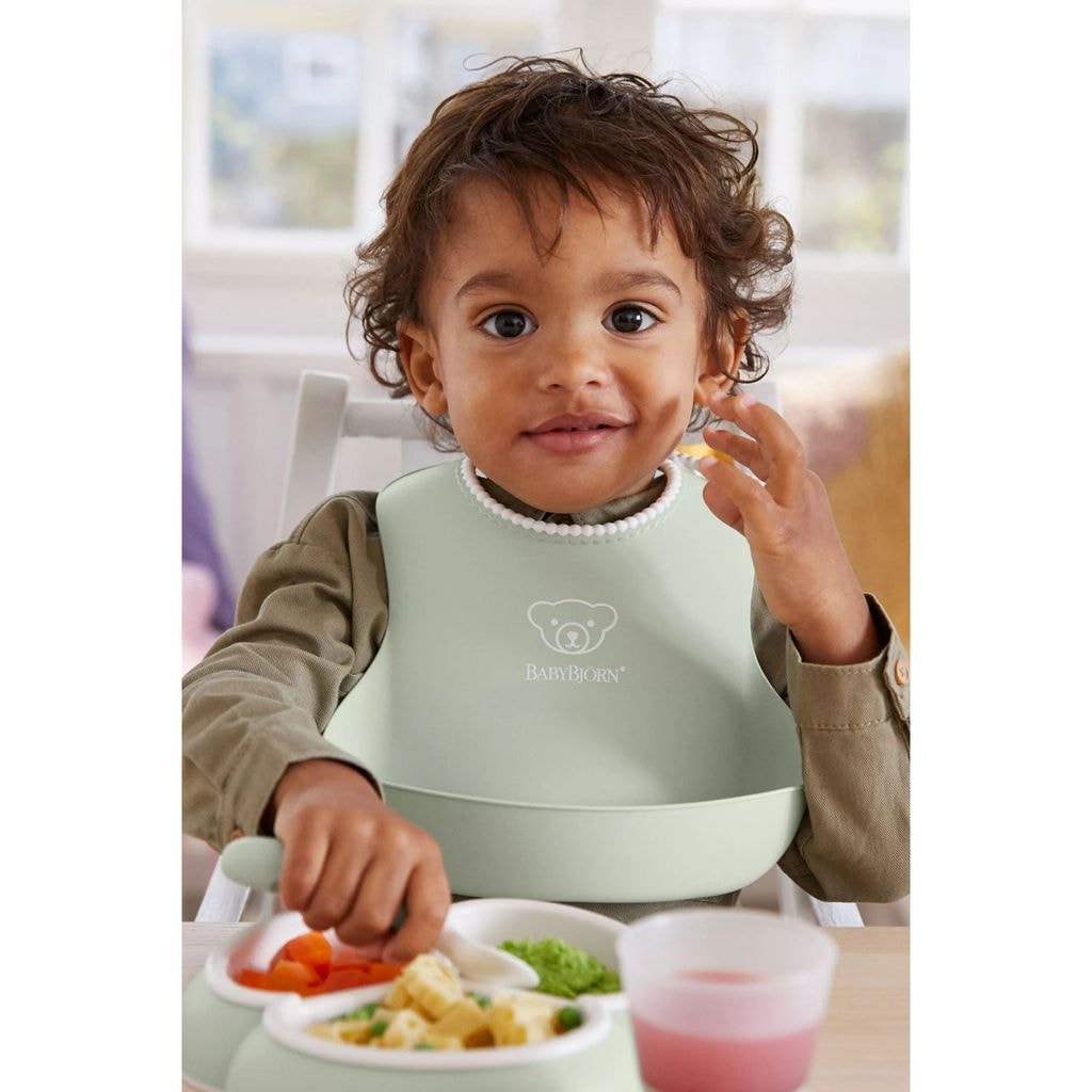 Conjunto de 2 Babadores Verde Claro/Cinza
